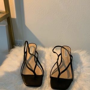 Black strappy kitten heel